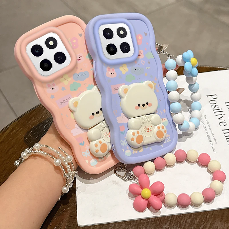 Silicone Cartoon Animal Wavy Phone Case with Lanyard