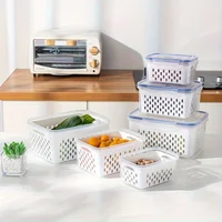 Couvercle de cuisine pour réfrigérateur, aliments frais congelés, boîte de conservation scellée, vidange de fruits et légumes, boîte de rangement en plastique 4