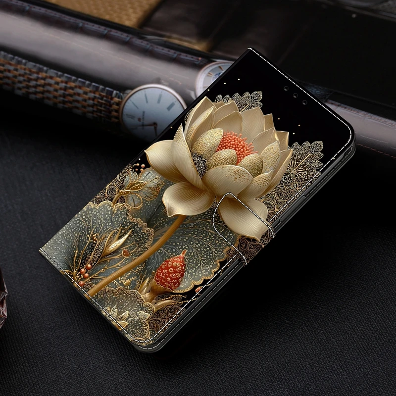 Chic Painted Leather Wallet Flip Phone Case