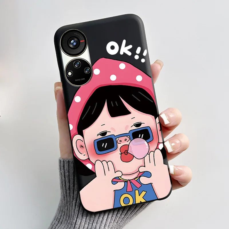 Cute Cartoon Soft Silicone Protective Phone Case - Black