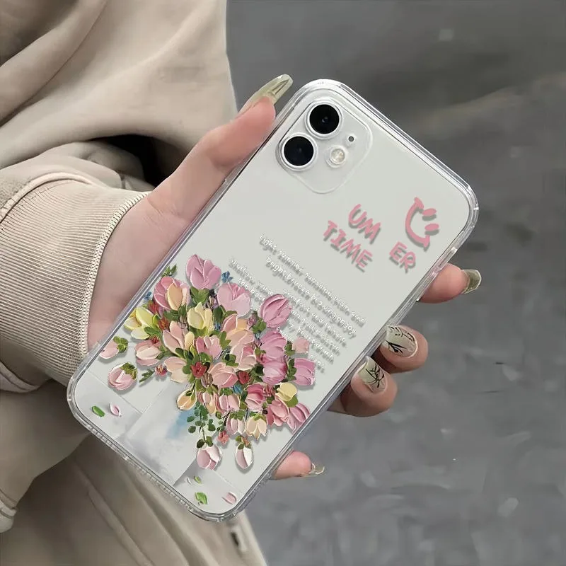 Elegant Blue Bouquet Dustproof Non-Slip Protective Case Cover with Bumper