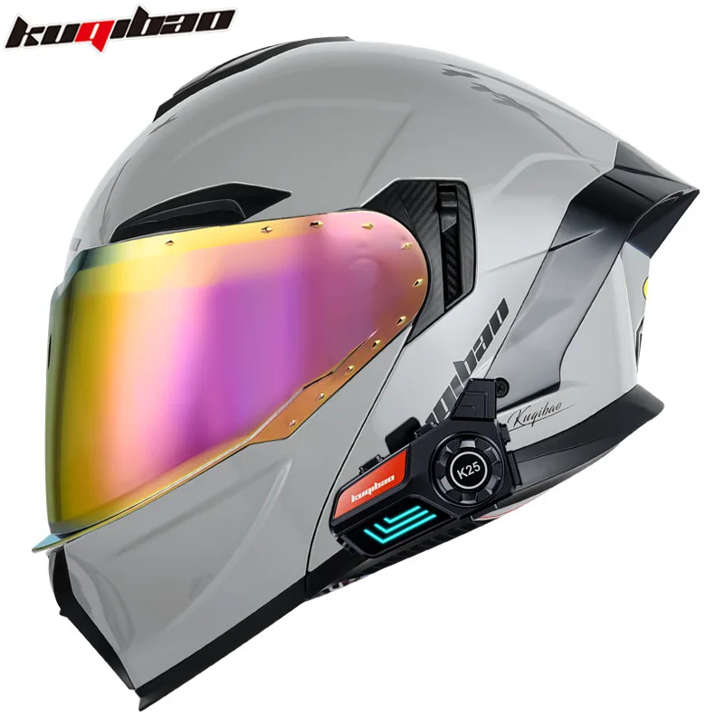 thumbnail image 1 of Casco integral con Bluetooth para motocicleta, doble lente, abatible hacia arriba, intercomunicador, aprobado por DOT, para carreras de motos y motocross, 1 of 5