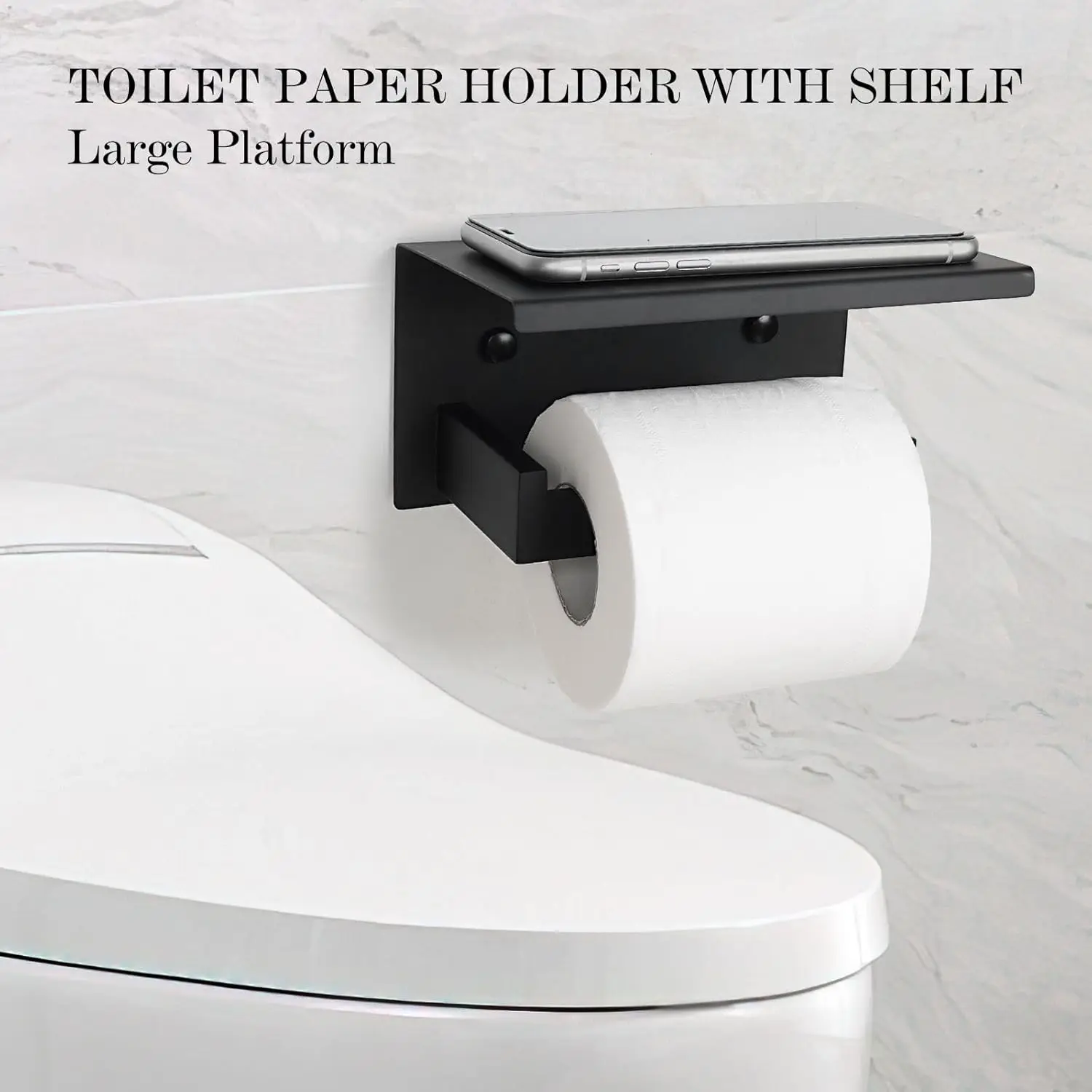 10-Piece Black Towel Bar Set. Stainless Steel. Includes Toilet Paper Holder with Shelf. 23.6" Wall-Mounted.