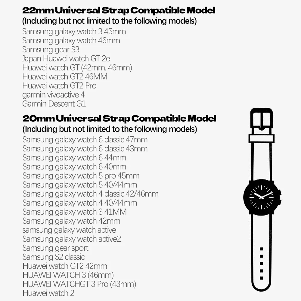 Stainless Steel Replacement Watch Strap - 20mm/22mm Bracelet Band