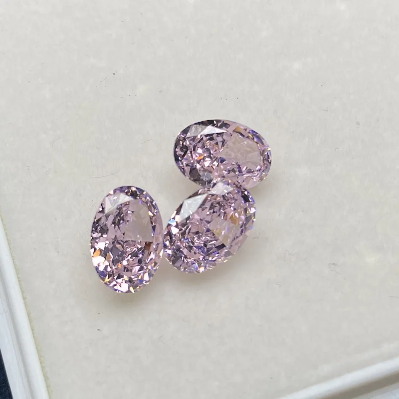 Pink Oval Crush Ice Cutting Cubic Zirconia Perfect Fire High Carbon CZ for Jewelry Making