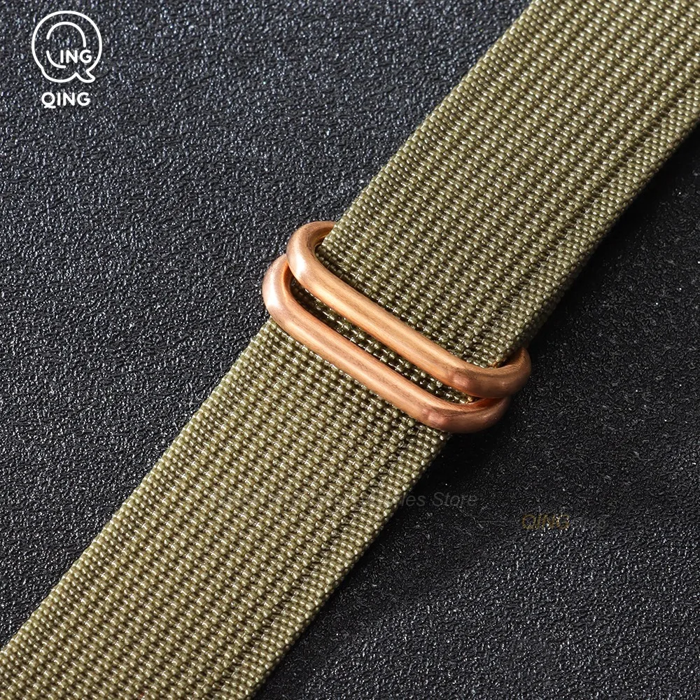 Rose Gold Buckle Woven Nylon Canvas Watch Band Strap Bracelet Accessories