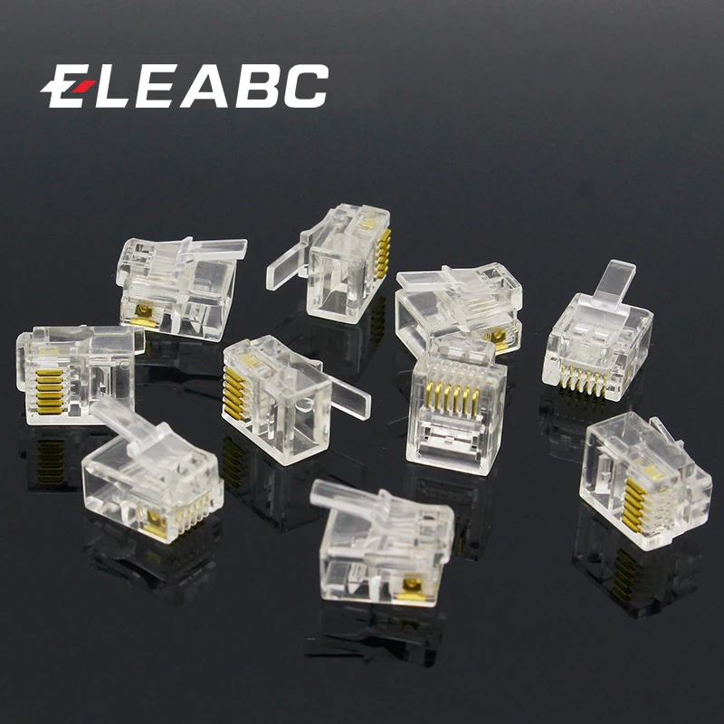 10 Stück 6P6C 6 Pins 6 Kontakte RJ11 Telefon Modularstecker Jack, RJ11 Stecker