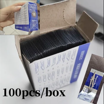 100Pcs Surgical Scalpel Sterilized Blades Carbon Steel Sterile Scalpel Knife Blades Handle For Dental Phone Repair Eyebrow 1