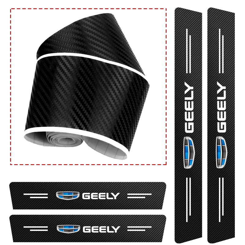 Luxury Leather Carbon Fiber Car Door Sill Protector Strip - Enhanced Durability and Style