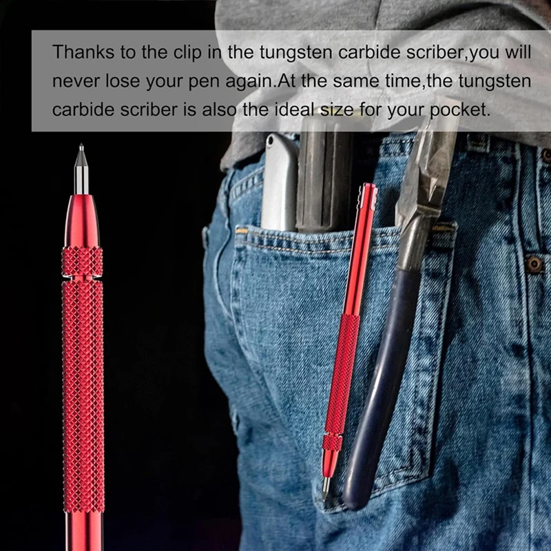 ABZY-Color Tungsten Carbide Scriber With Magnet,A Ruler,With Extra 21Replacement Marking Tip,For Glass/Ceramics/Metal Sheet