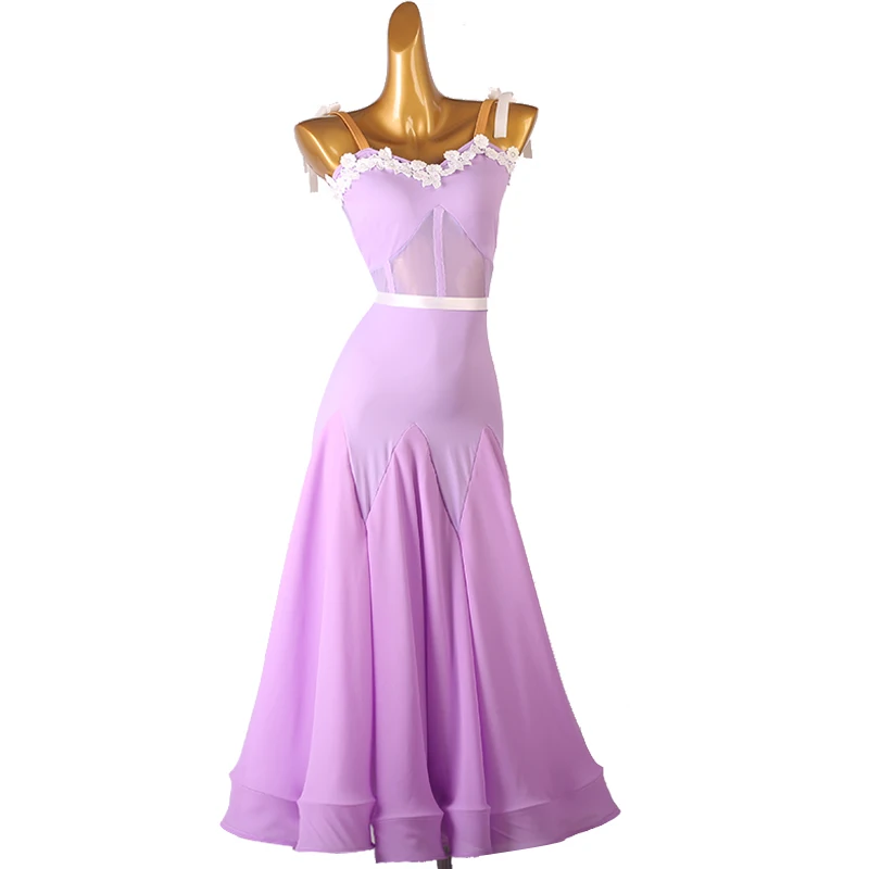 

Waltz Ballroom Dress Dance Competition Costume Stage Performance Outift Evening Gown Party Clothes Practice Wear Sexy Suspenders