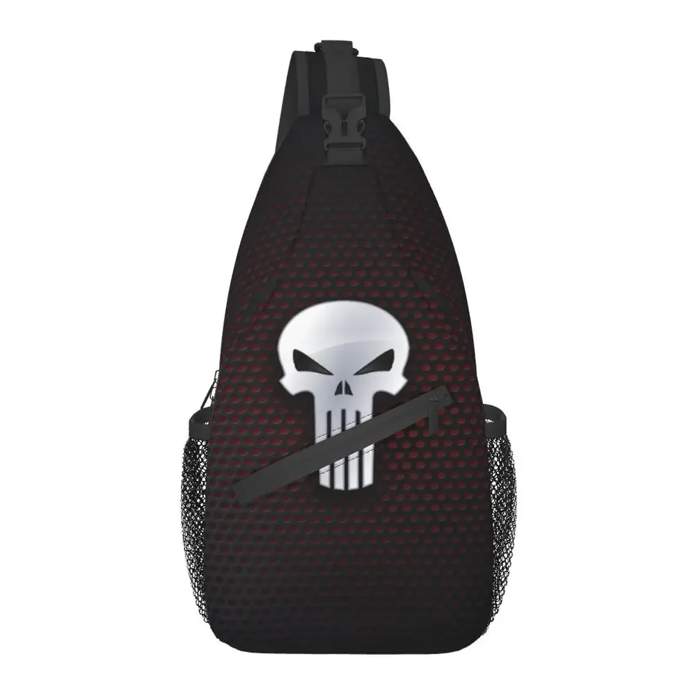 

Casual Skeleton Skull Crossbody Sling Backpack Men Heavy Metal Shoulder Chest Bags for Hiking