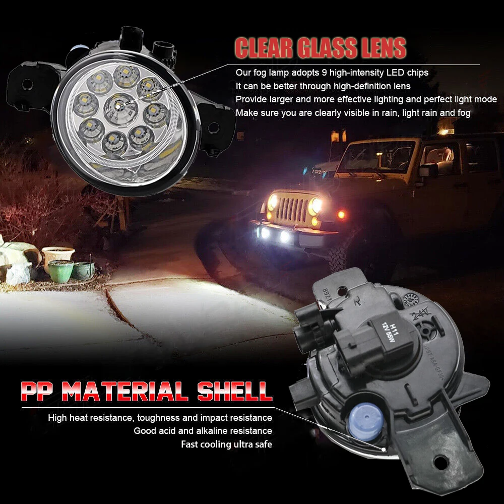 適用: 日産 アルティマ クーペ 2008-2013 9LED フォグライト H11 H8 12V 55W ハロゲン LED フォグ ヘッド ランプ タイプA AL-KK-7848 AL 適用: 日産 アルティマ クーペ 2008-2013 9LED フォグライト H11 H8