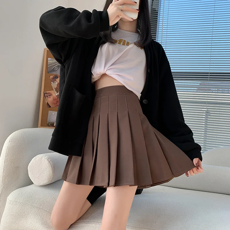 

Pleated Skirt Women's Versatile High-waisted Slim Preppy A-line Mini Skirts