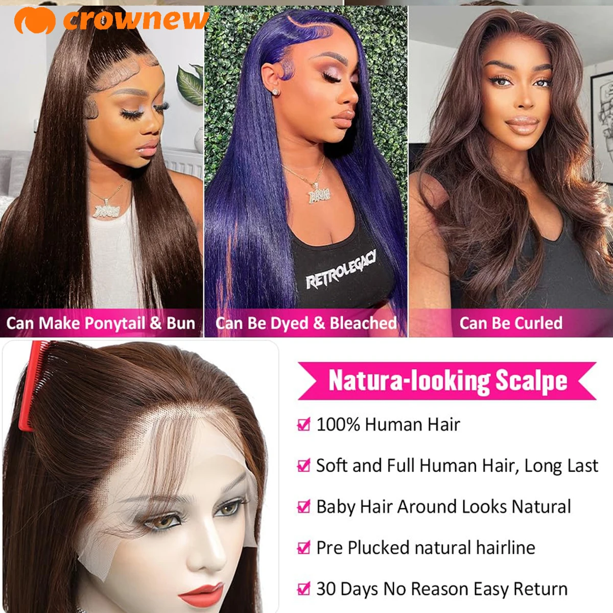 #4 Straight Lace Front Wigs Human Hair Colored Brown Human Hair Wig 13x4 13x6 HD Lace Frontal Wig Chocolate Brown human hair wig,human hair extensions,lace front wig,human hair wigs,front lace wig