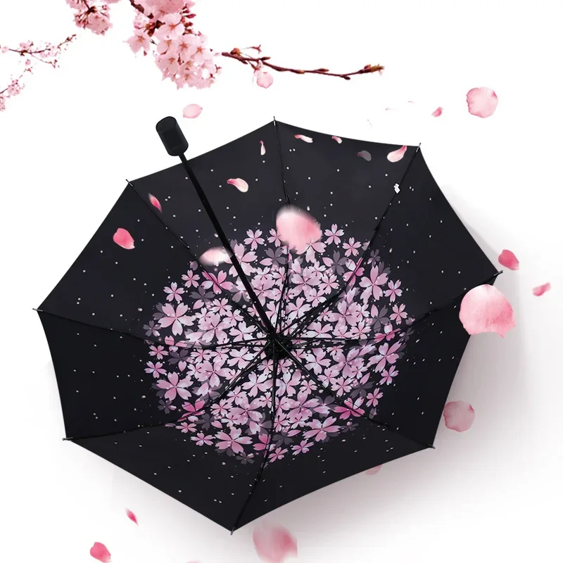 

Cute Print Sun Rain Lightweight Umbrella Women Mini Umbrella 3 Folding Sunny Parasol Travel UV Umbrella
