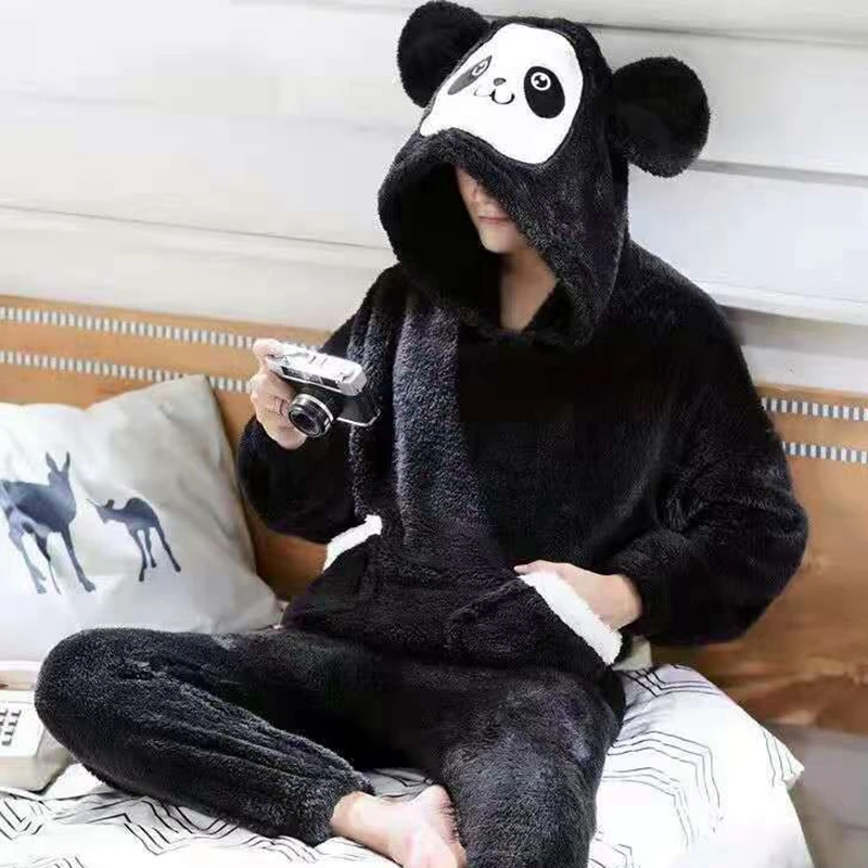 Pajamas Set Man Pajamas Set Flannel Pajamas Set Plush Pajamas Cute Pajamas For Men Thick Plush Fleece Pajama Sets Winter Coral Velvet Warm Flannel Clothes Home Suit Male Sleepwear Пижама pajamas set,man pajamas set,flannel pajamas set,plush pajamas