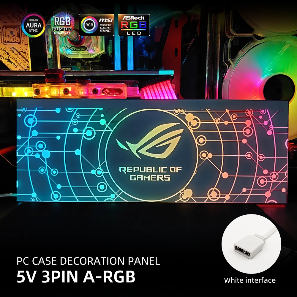 White PC Case Lighting Panel RGB GPU Backplate DIY Side Panel Customizable Colorful RGB AURA SYNC Water cooling Custom