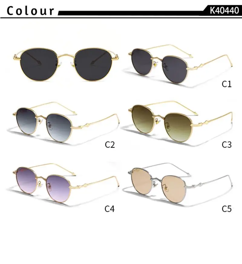 CATERSIDE Neue Mode Damen Runde Sonnenbrille Retro Metall Material Sonnenbrillen Herren Party Outdoor Reisebrille UV400 – Detail 1