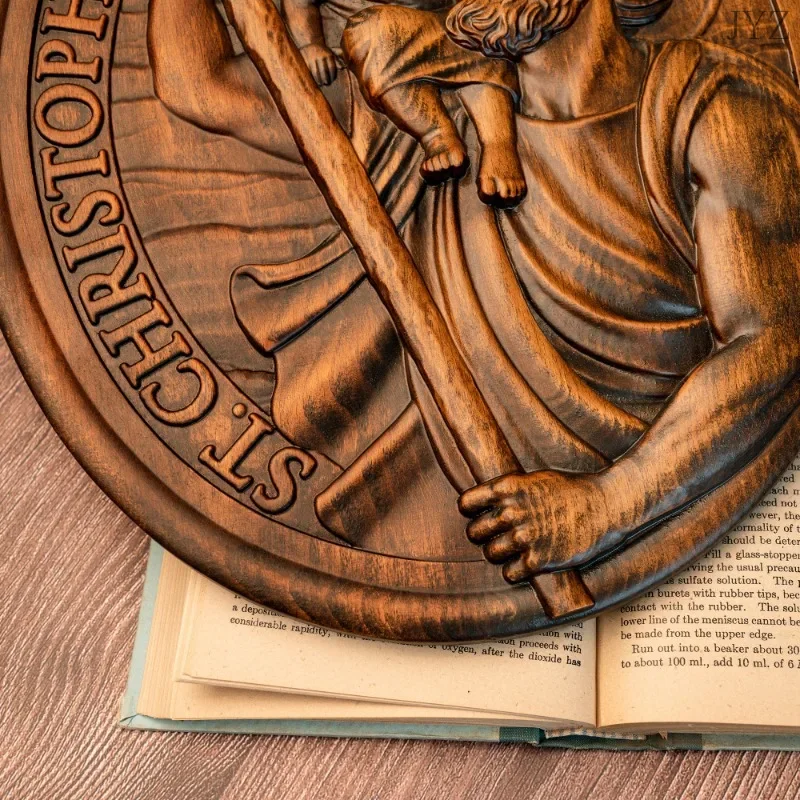 St. Christopher Wood Carving Plaque 2