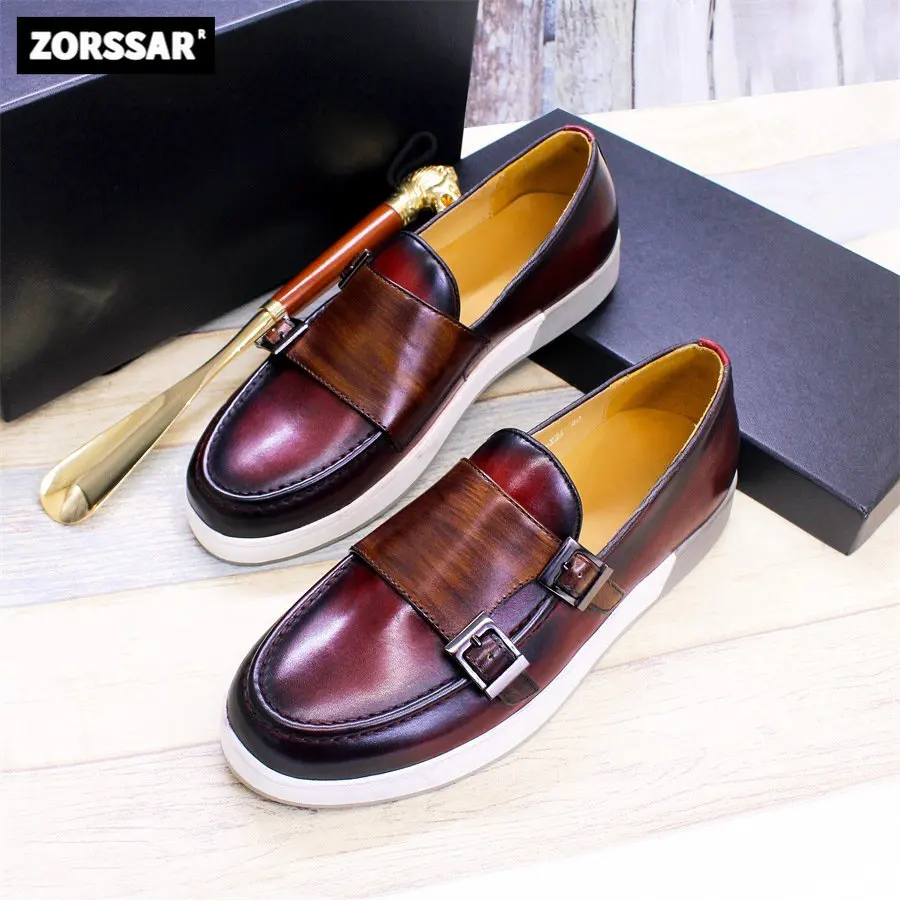 

Europe Fashion Men Shoes Trendy Genuine Leather Loafers Male Slip on Flats Thick Sole Casual Sports Shoes Luxury Sneakers 2C