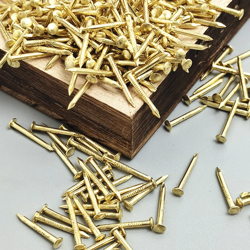 철 손톱 50/200pcs 보석 상자 경첩에 대 한 작은 미니 라운드 머리 압정 황금 실버 골동품 황동 패스너 압정 하드웨어