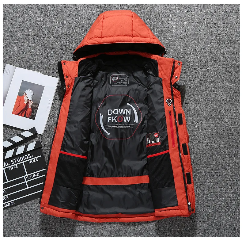 Men's white eiderdown jacket, warm hooded heavy down jacket coat men's casual high quality coat black puffer coat