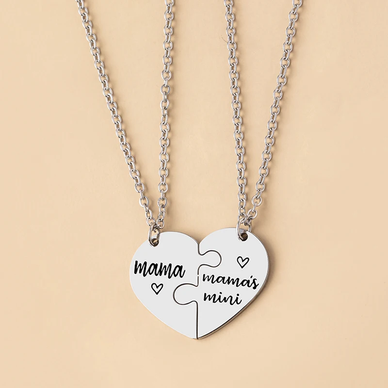 Pcs/Set Heart Puzzle Pendant Necklace Mama's Mini Mama Matching