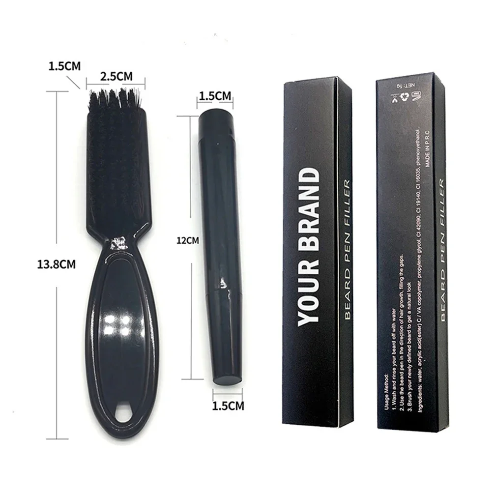Private Label Beard Pencil Custom Bulk Black Set Comb for Men Brown Pen Waterproof Sweat Proof Thick Beards Care Makeup Male