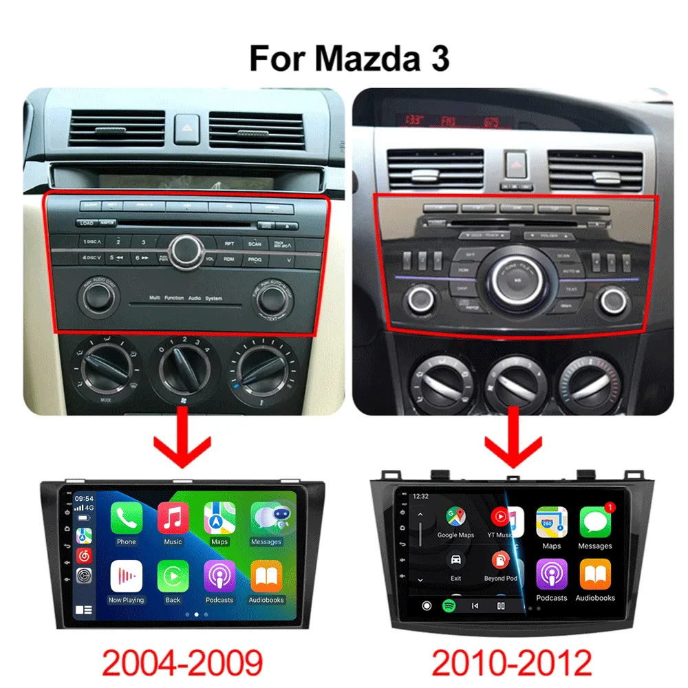 Radio para Auto con Reproductor de Video Android 16 para Mazda 3 2004 - 2009 2din con BOSE Multimedia Carplay Estéreo GPS Unidad Principal WIFI+4G 3