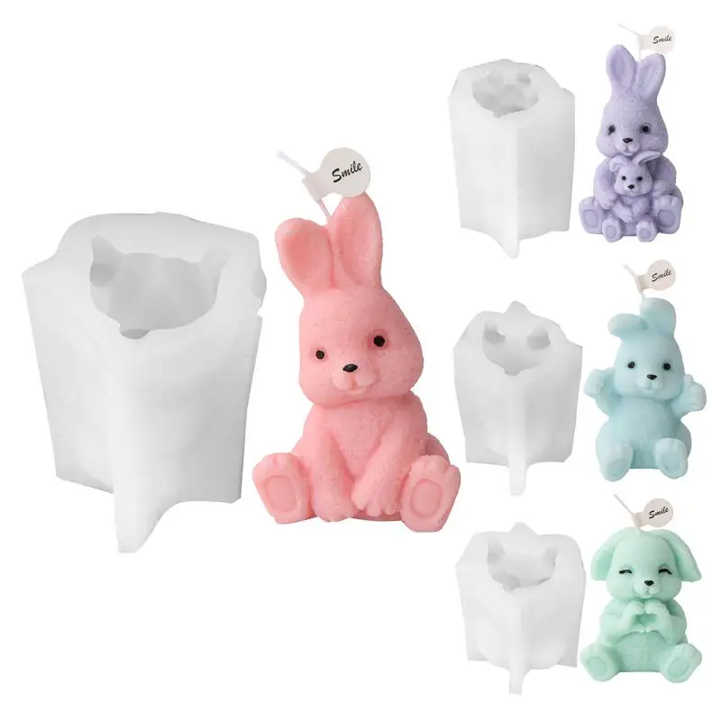 

Easter Bunny Silicone Mould Cuddle Rabbit Candle Mold 3D Fondant Chocolate Cake Molds Easter Bunny Aromatherapy Plaster Moulds