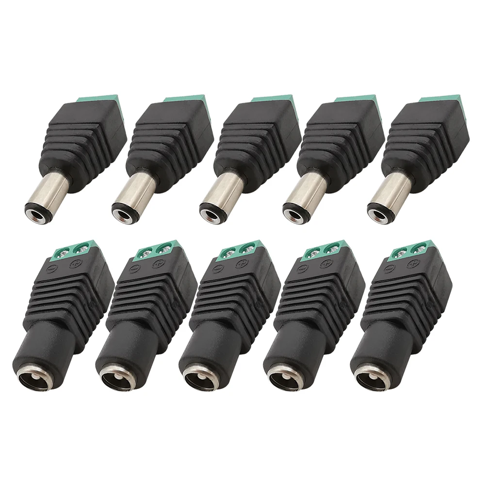 2/5/10 Stück 12 V 5,5 mm x 2,5 mm weiblich männlich DC-Netzstecker-Klinkenadapter für CCTV-Kamera-LED-Streifen-Anschluss