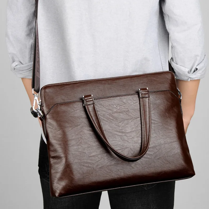 Luxury Men's Leather Briefcase Large Capacity Handbag Office Shoulder Messenger Bag Business Male Laptop Tote Bag