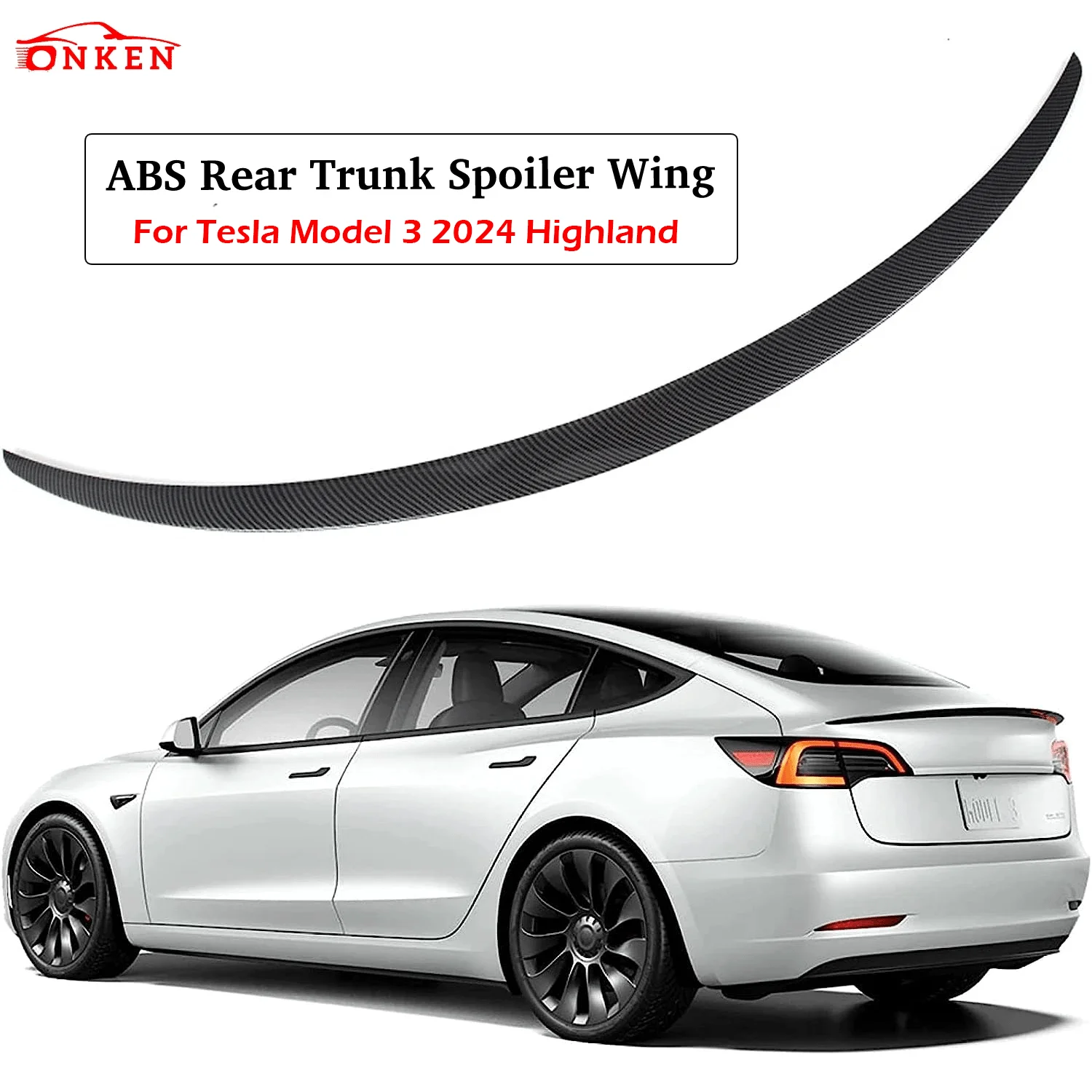 

2024 Tesla Model 3 Highland Rear Spoiler Wings ABS Rear Trunk Spoiler Lip Tail Wing Rear Trunk Lid Car Styling Kits