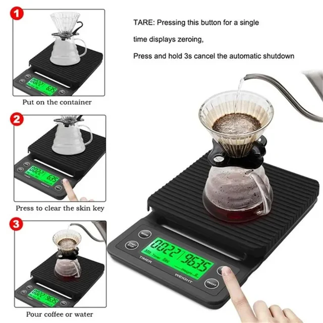 Balance De Cuisine Numérique Nilpferd - Pèse-café 3kg Précision 0.1g - Minuterie Intégrée - Écran Tactile LED