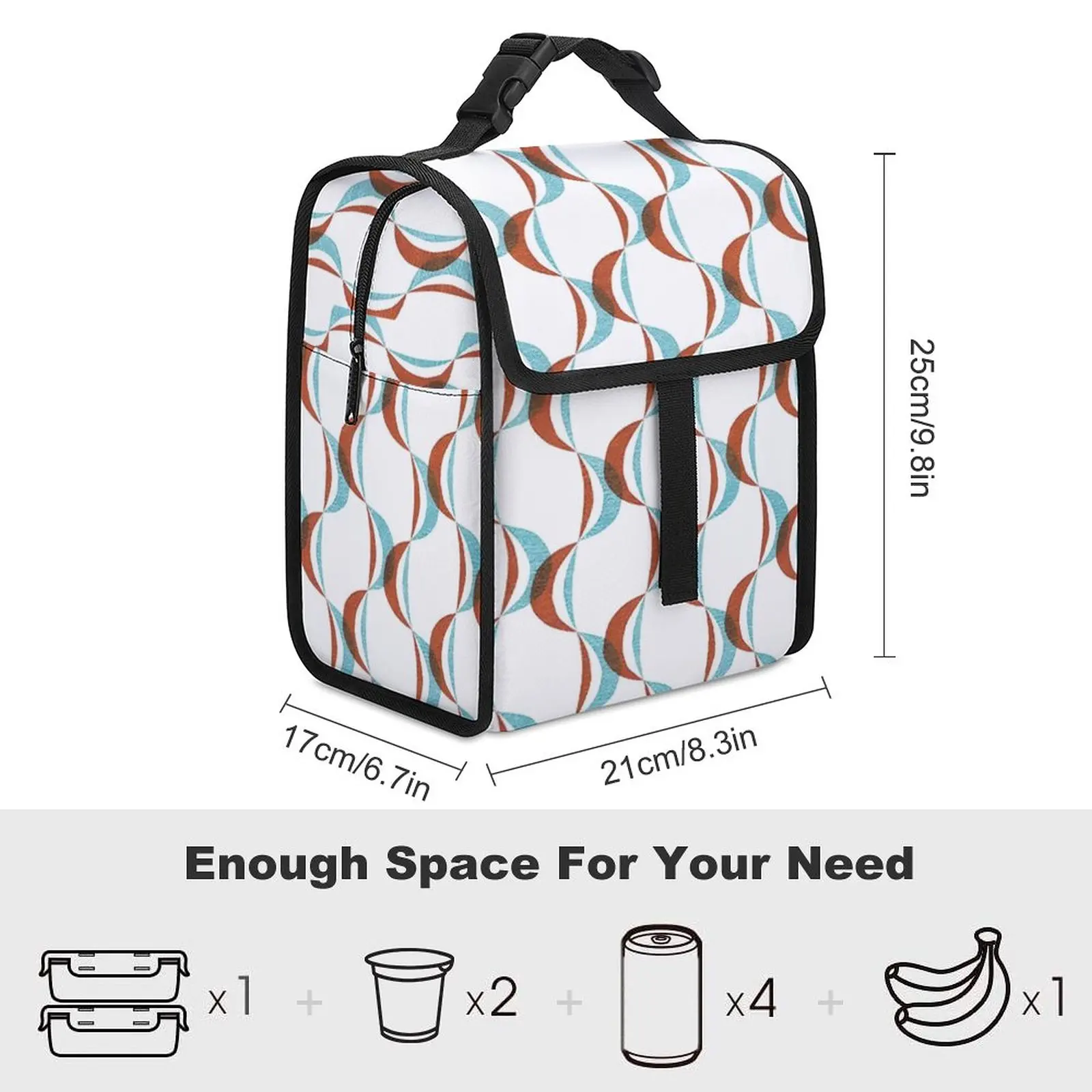 2023 New Stripe Print Lunch and Office Bag in One Lunch Box for Work Office Breakfast Bag Thermal Bag for Lunch Large Capacity