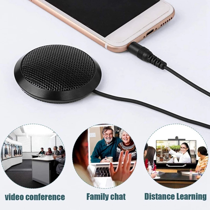 Top Deals 2X 컨퍼런스 마이크 3.5Mm 무지 향성 콘덴서 스테레오 마이크 표면 장착
