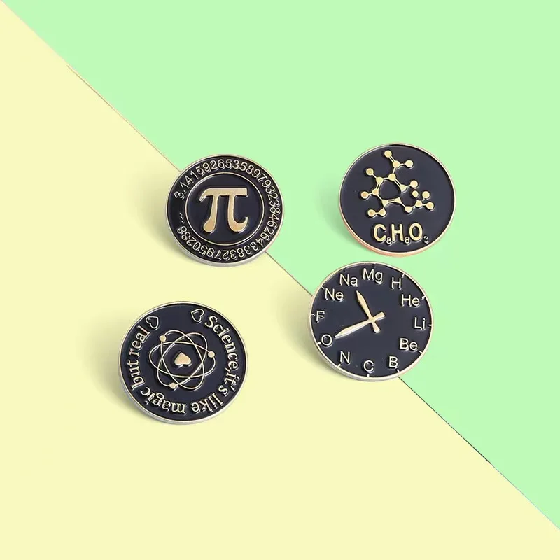 ScienceEnamelPinElementClocksMagicMathPiBadgesLapelBrooches