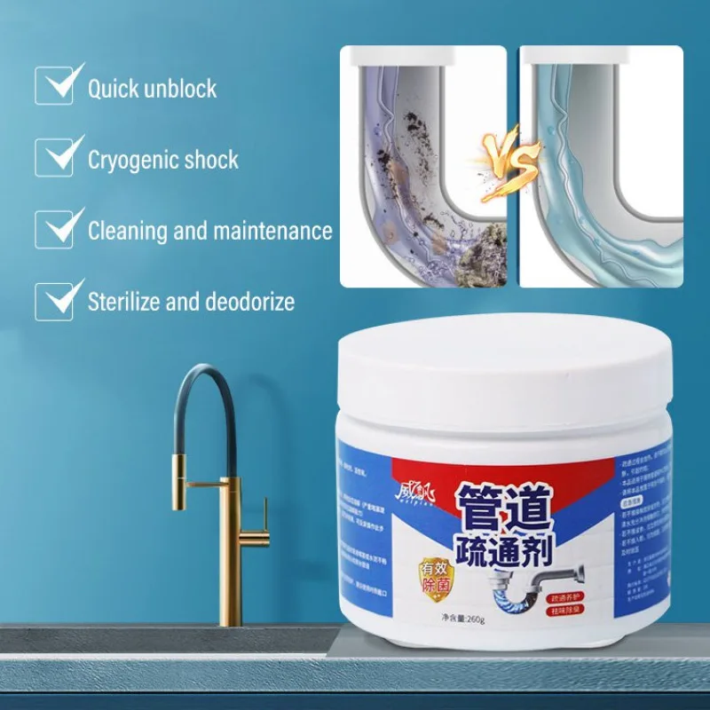 Pipeline Dredge Agent Pipe Unclogger Strong Dissolving Agent For Clearing Hair Toilet Odor and Floor Drain Blockage