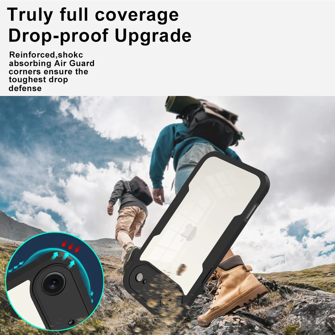 Full Cover Shockproof Clear Case with 360° Front and Back Protection