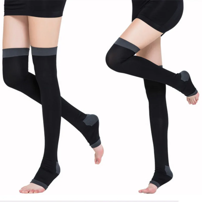 

High Elastic Lycra Women's Body Shaper Thigh High Sock Comfort Strong Pressure Fat Burning Slim Perfect Legs Sleep Stockings