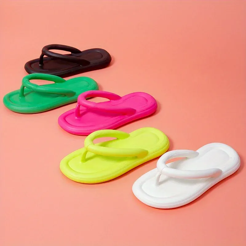 Summer Candy Colors Flip Flops Beach New Soft Bottom Flat Slippers Women Men Outdoor Comfy Non Slip Flat Slide Sandals Ship