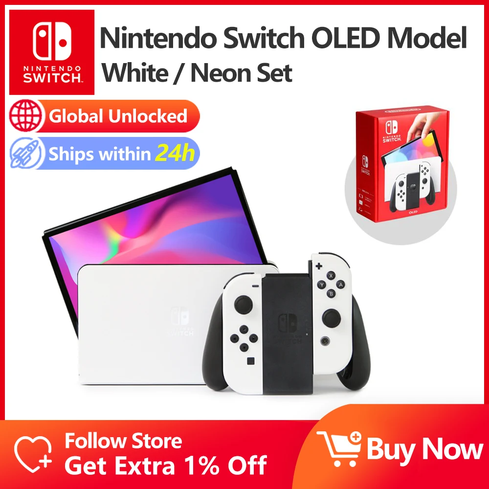 Комплект Nintendo Switch OLED белого цвета 7-дюймовый цветной экран джойстик с рукояткой