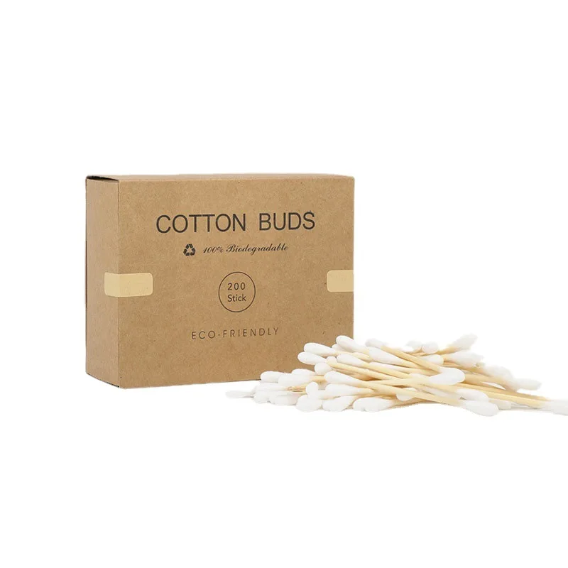 Cotton Swabs 200 Pcs/Box Double Head Bamboo Cotton Buds Wood Stick Cotton Swab For Makeup, Nose Ear Cleaning, Pet Care Art & Crafts