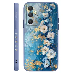 Elegant Gold Leaf Flower Phone Case - Samsung A06 (Light Blue)