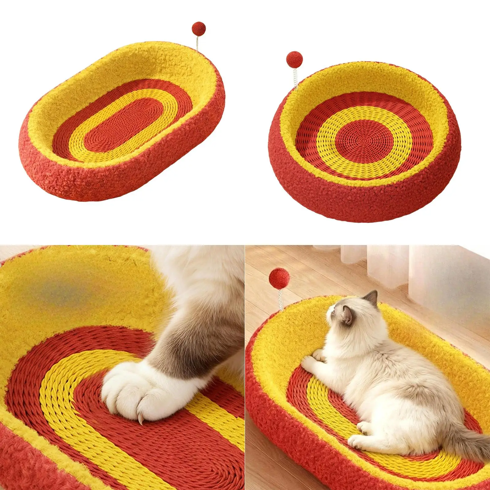 Cat Scratcher Multipurpose Wear Resistant Easy Clean Sturdy with Ball Lounge Scratch Pad for Claws Sharpening Training Playing Cat Scratcher Multipurpose Wear Resistant Easy Clean Sturdy with Ball Lounge Scratch Pad for Claws Sharpening Training Playing
