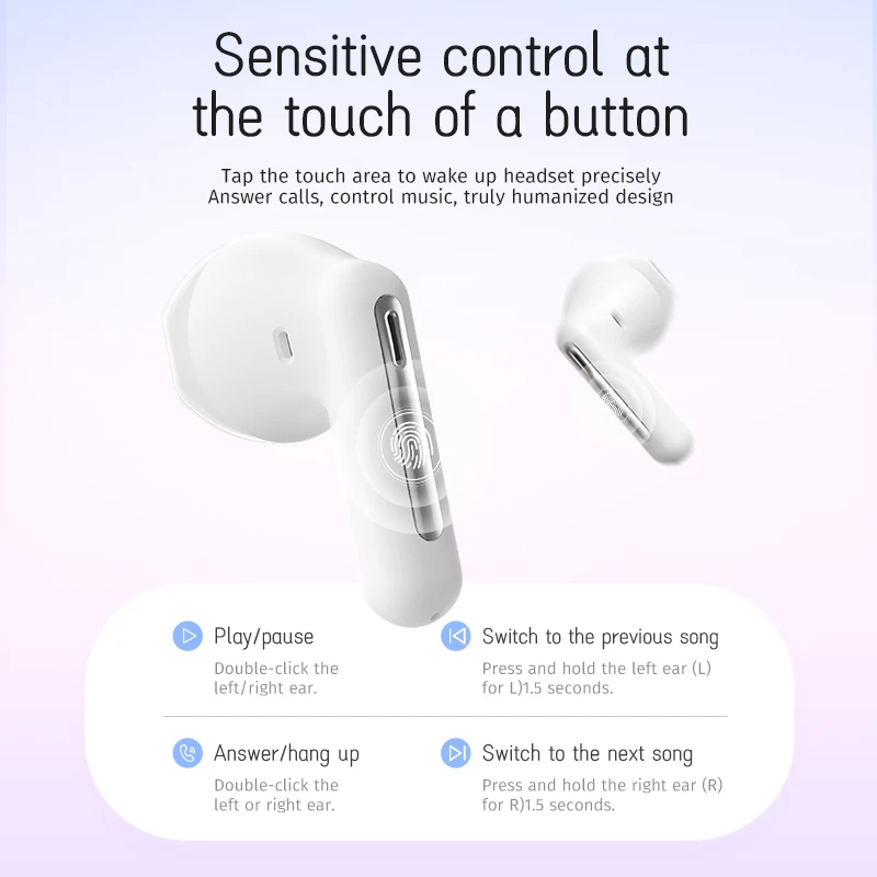 PISEN Earphones Bluetooth 5.3 Noise Cancellation