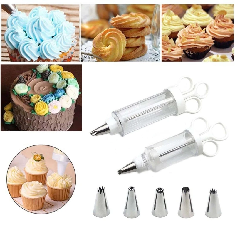 Dessert Decorating Syringe Set Icing Dispenser Cupcake Filling Injector
