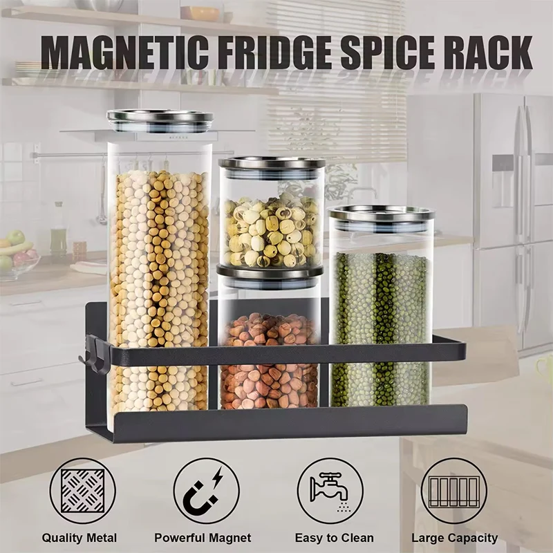 자석 냉장고 향신료 선반 정리함, 올리브 오일 요리 소금 후추 향신료 항아리, 소형 주방용 완벽한 공간 절약 