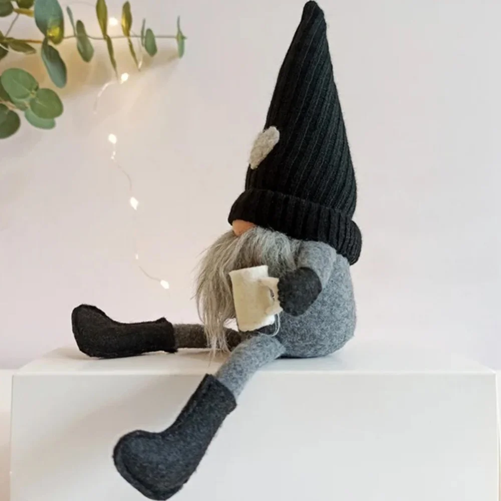 Knitted Coffee Gnome Plush Faceless Doll Hanging Leg Halloween Gnomes Ornament Farmhouse Festival Plush Doll Christmas Decors 3